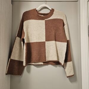 Z Supply Two-Tone Block Sweater - Brown and Cream